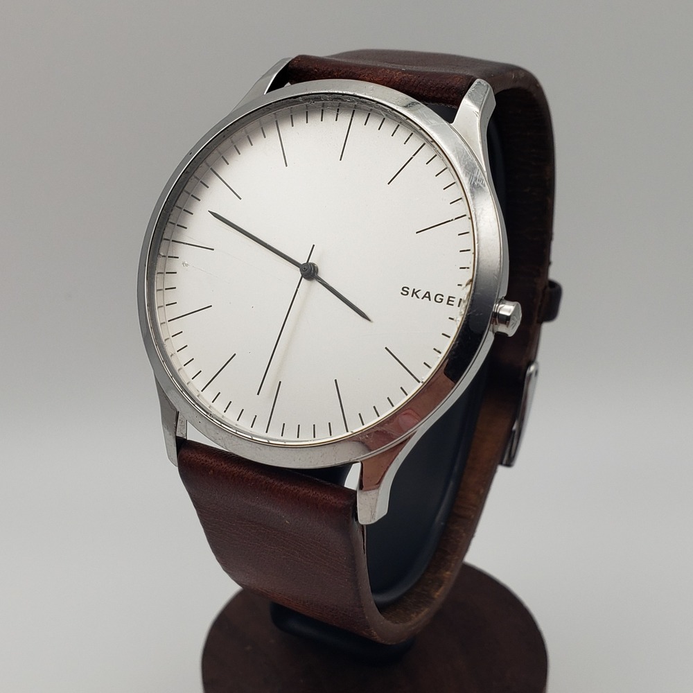 Skagen Jorn Watch Men 41mm White Dial Brown Leather SKW6331 Minimalist Casual